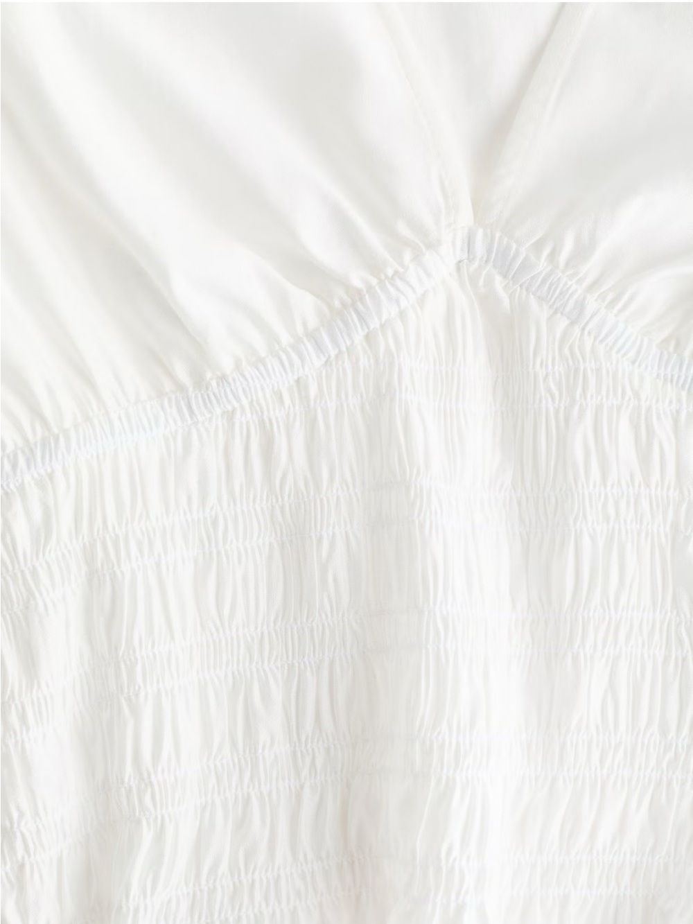 H&M White Smocked Peplum V-Neck Puff Sleeve Blouse - Picture 5 of 9